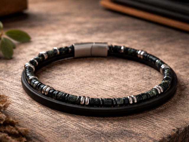 bracelet aventurine cuir