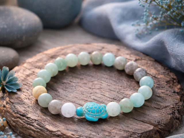 bracelet amazonite et tortue